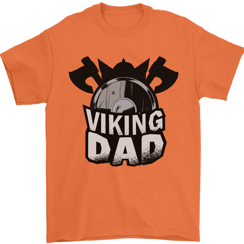 Viking Dad Funny Fathers Day Ragnar Odin Mens T-Shirt Cotton Gildan Orange