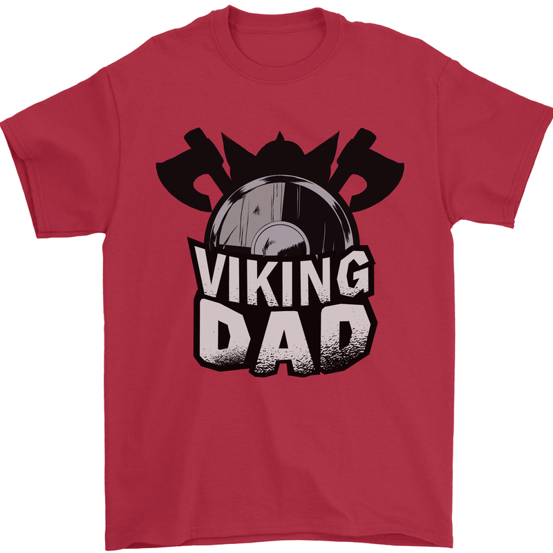 Viking Dad Funny Fathers Day Ragnar Odin Mens T-Shirt Cotton Gildan Red