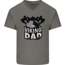 Viking Dad Funny Fathers Day Ragnar Odin Mens V-Neck Cotton T-Shirt Charcoal