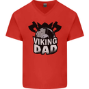 Viking Dad Funny Fathers Day Ragnar Odin Mens V-Neck Cotton T-Shirt Red