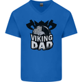 Viking Dad Funny Fathers Day Ragnar Odin Mens V-Neck Cotton T-Shirt Royal Blue