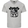 Viking Dad Funny Fathers Day Ragnar Odin Mens V-Neck Cotton T-Shirt Sports Grey