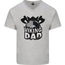 Viking Dad Funny Fathers Day Ragnar Odin Mens V-Neck Cotton T-Shirt Sports Grey