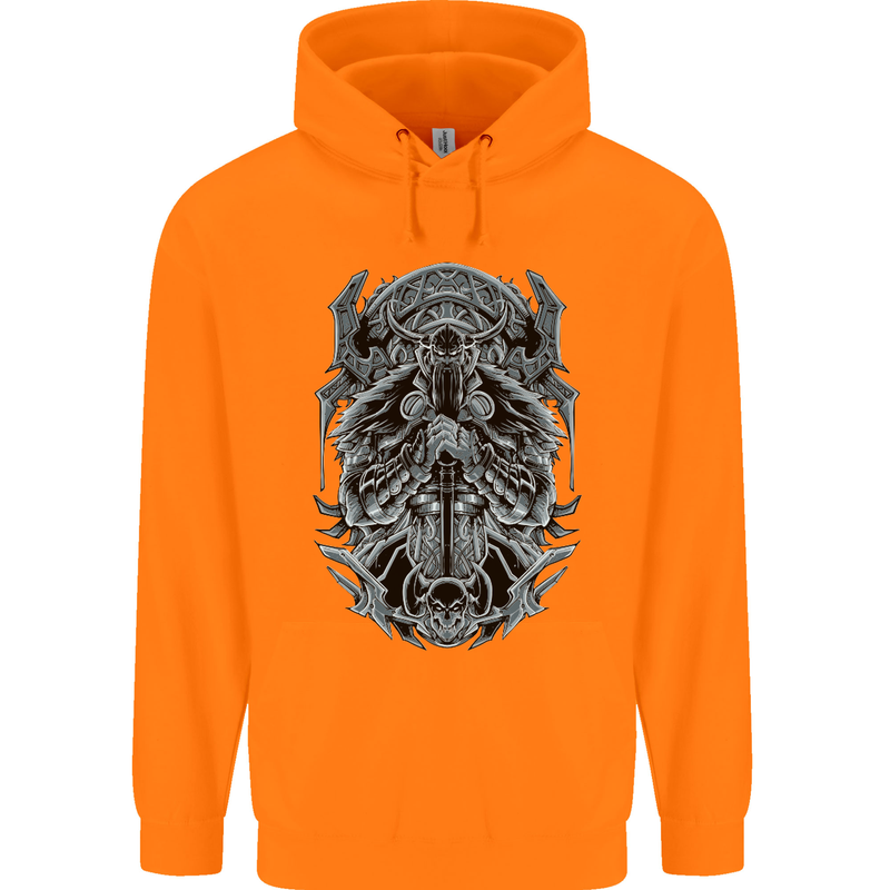 Viking God Odin Valhalla Norse Warrior Childrens Kids Hoodie Orange