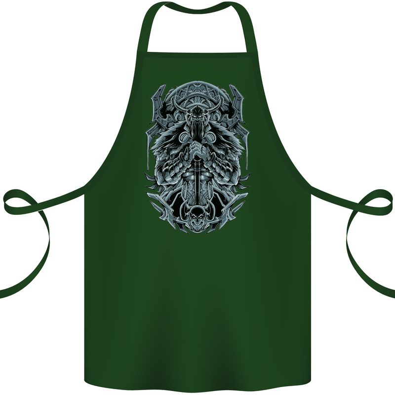Viking God Odin Valhalla Norse Warrior Cotton Apron 100% Organic Forest Green
