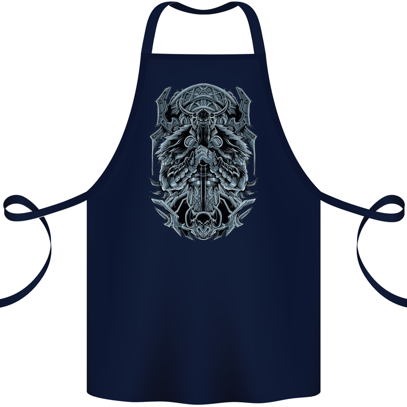 Viking God Odin Valhalla Norse Warrior Cotton Apron 100% Organic Navy Blue