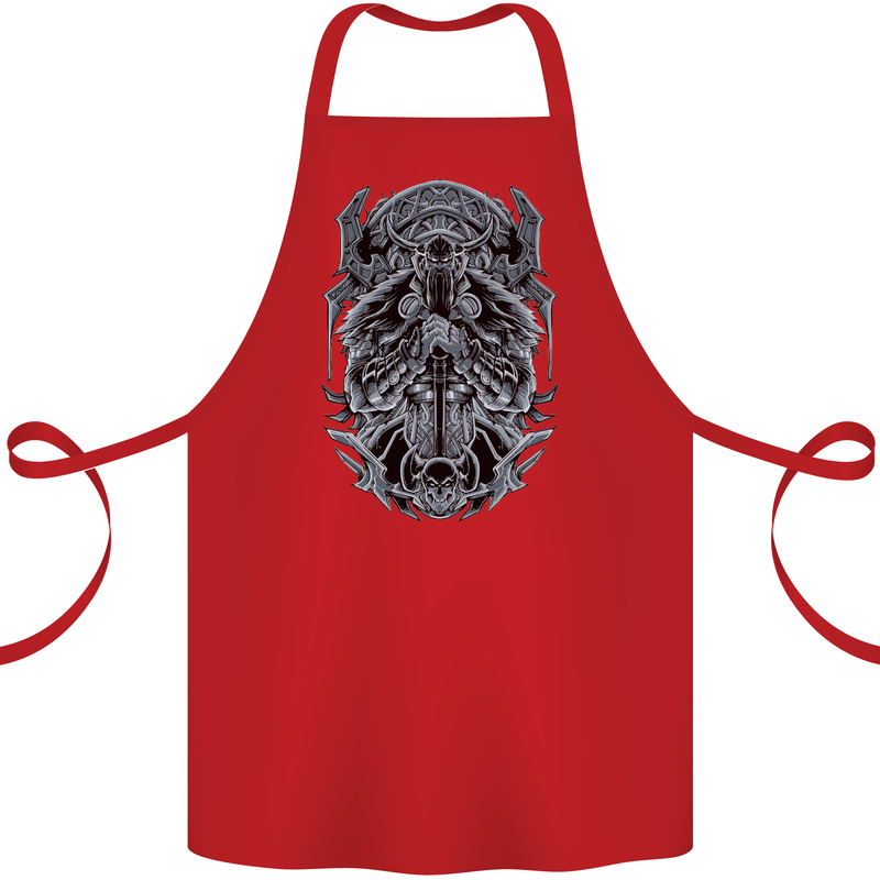 Viking God Odin Valhalla Norse Warrior Cotton Apron 100% Organic Red