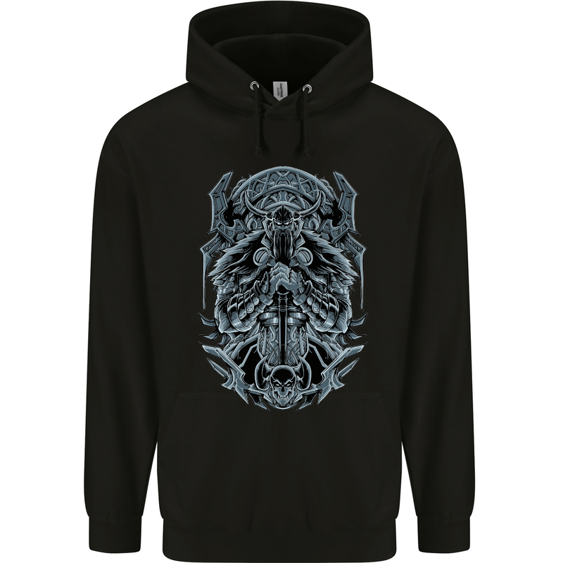 Viking God Odin Valhalla Norse Warrior Mens 80% Cotton Hoodie Black