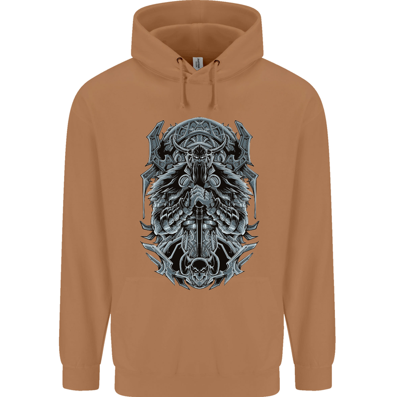 Viking God Odin Valhalla Norse Warrior Mens 80% Cotton Hoodie Caramel Latte