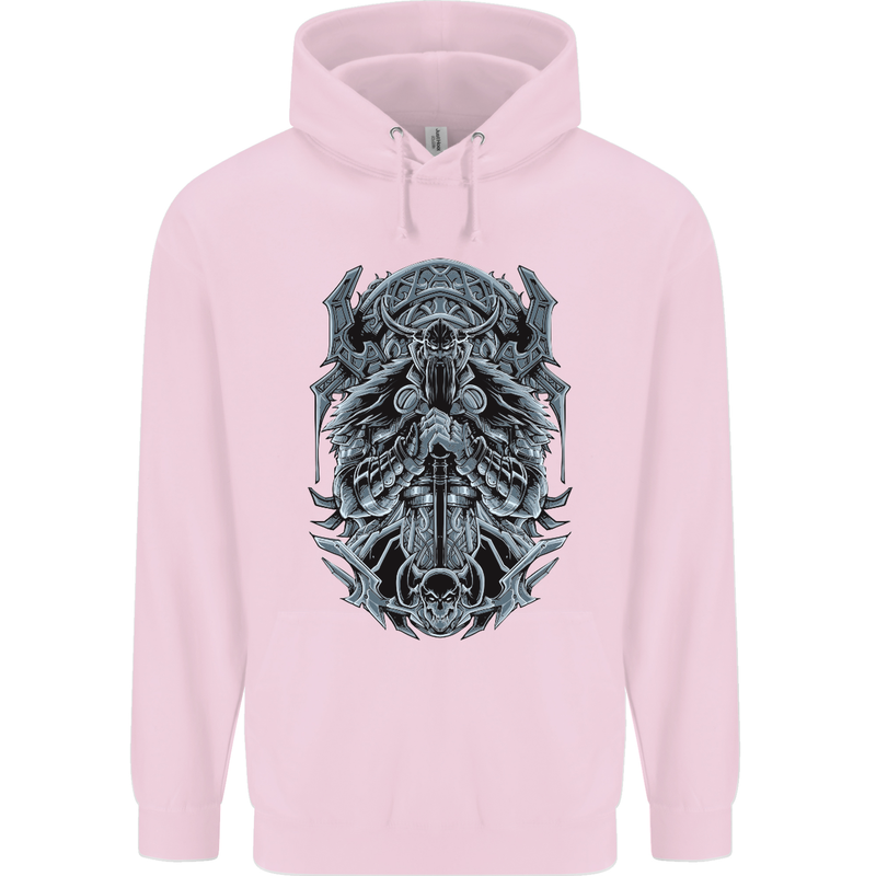 Viking God Odin Valhalla Norse Warrior Mens 80% Cotton Hoodie Light Pink