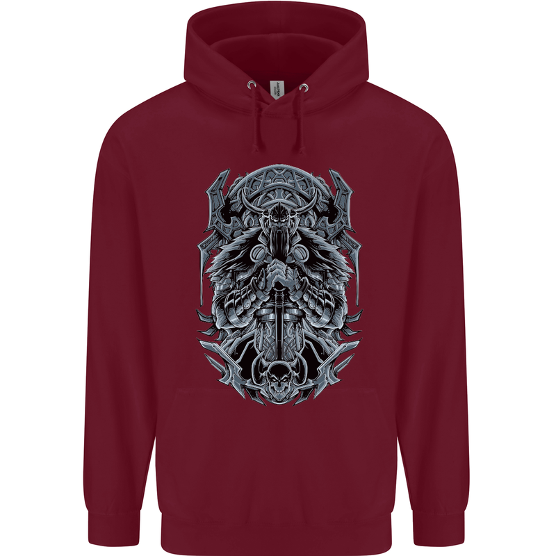 Viking God Odin Valhalla Norse Warrior Mens 80% Cotton Hoodie Maroon