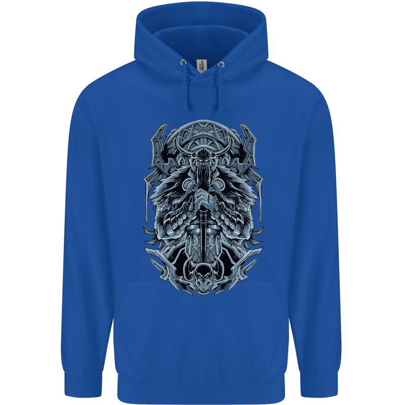 Viking God Odin Valhalla Norse Warrior Mens 80% Cotton Hoodie Royal Blue