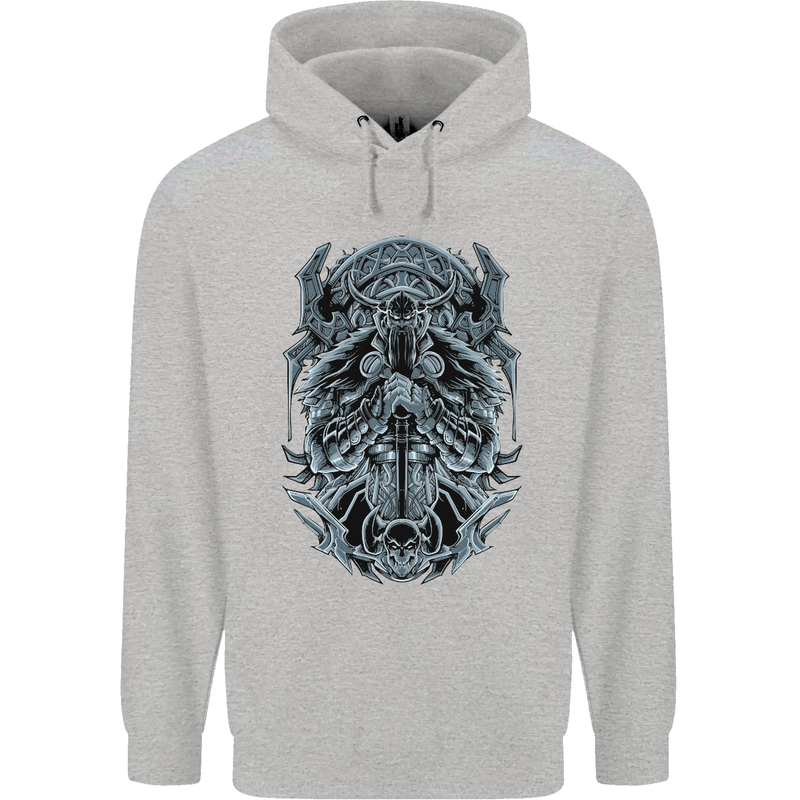 Viking God Odin Valhalla Norse Warrior Mens 80% Cotton Hoodie Sports Grey