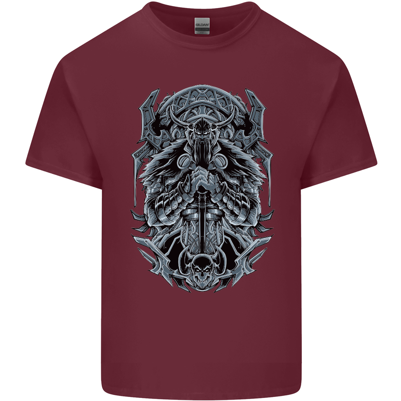 Viking God Odin Valhalla Norse Warrior Mens Cotton T-Shirt Tee Top Maroon