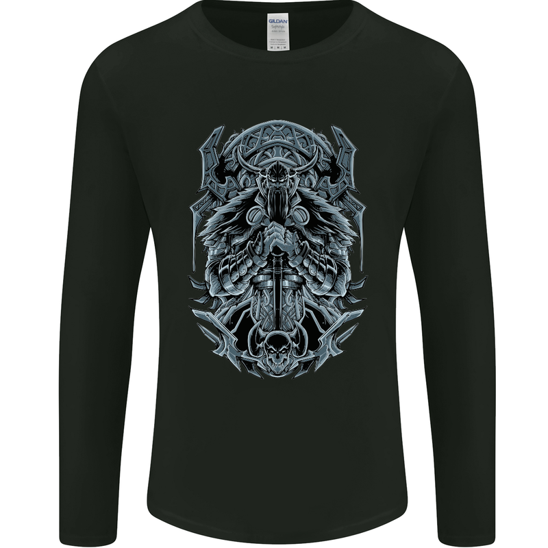 Viking God Odin Valhalla Norse Warrior Mens Long Sleeve T-Shirt Black