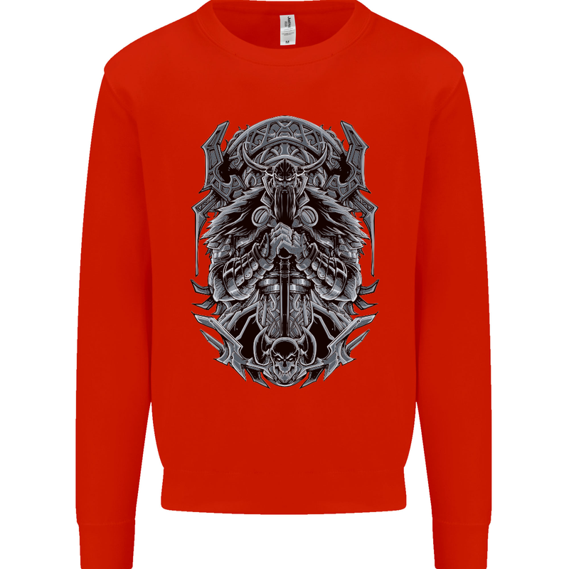 Viking God Odin Valhalla Norse Warrior Mens Sweatshirt Jumper Bright Red