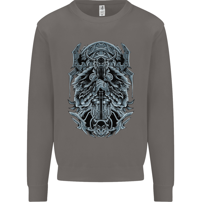 Viking God Odin Valhalla Norse Warrior Mens Sweatshirt Jumper Charcoal