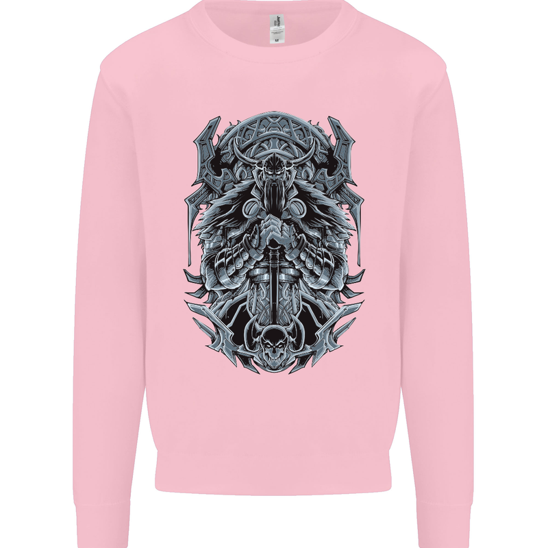 Viking God Odin Valhalla Norse Warrior Mens Sweatshirt Jumper Light Pink