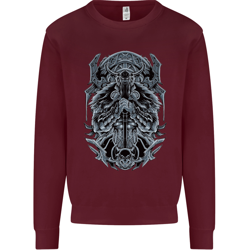 Viking God Odin Valhalla Norse Warrior Mens Sweatshirt Jumper Maroon