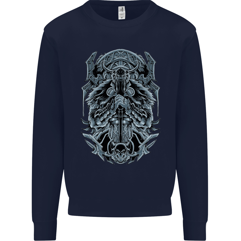 Viking God Odin Valhalla Norse Warrior Mens Sweatshirt Jumper Navy Blue