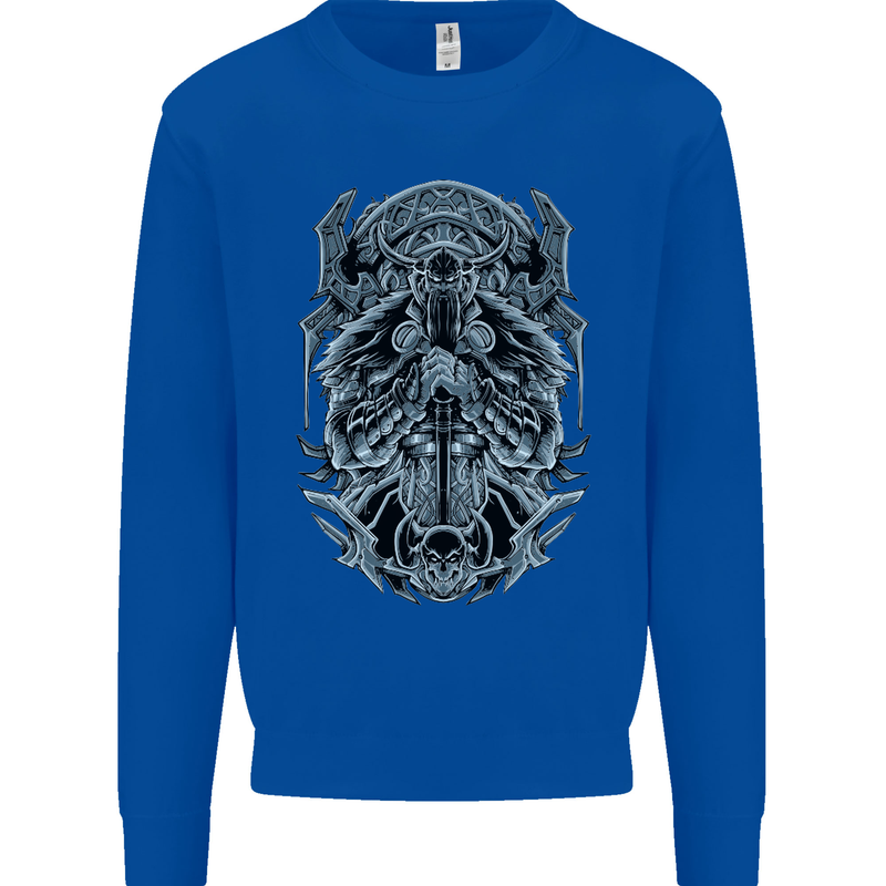 Viking God Odin Valhalla Norse Warrior Mens Sweatshirt Jumper Royal Blue