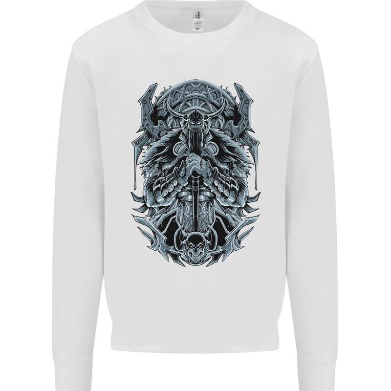 Viking God Odin Valhalla Norse Warrior Mens Sweatshirt Jumper White