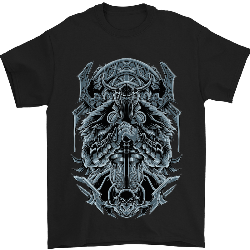 Viking God Odin Valhalla Norse Warrior Mens T-Shirt Cotton Gildan Black
