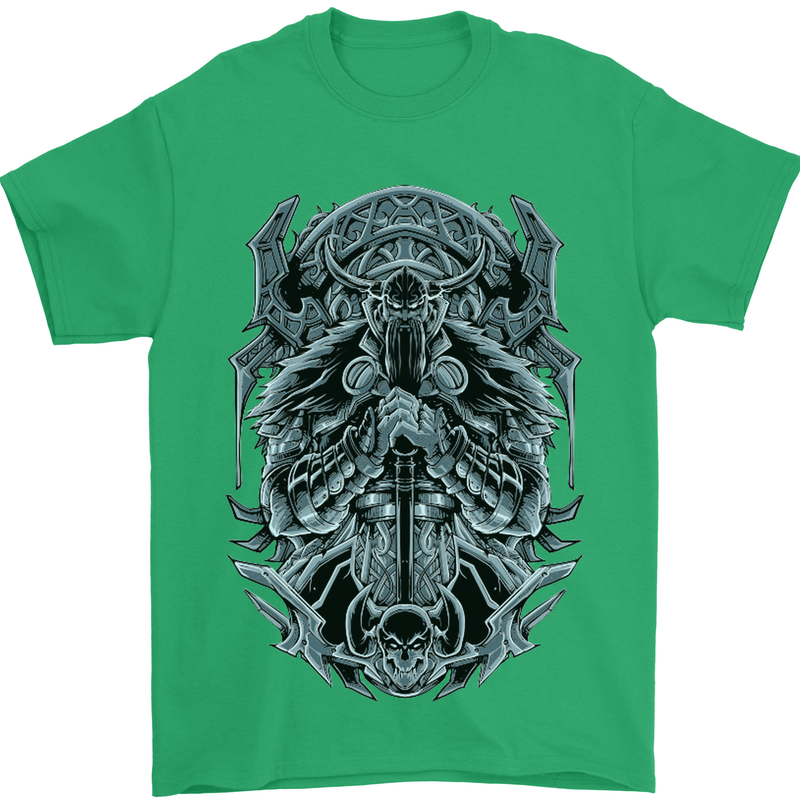 Viking God Odin Valhalla Norse Warrior Mens T-Shirt Cotton Gildan Irish Green
