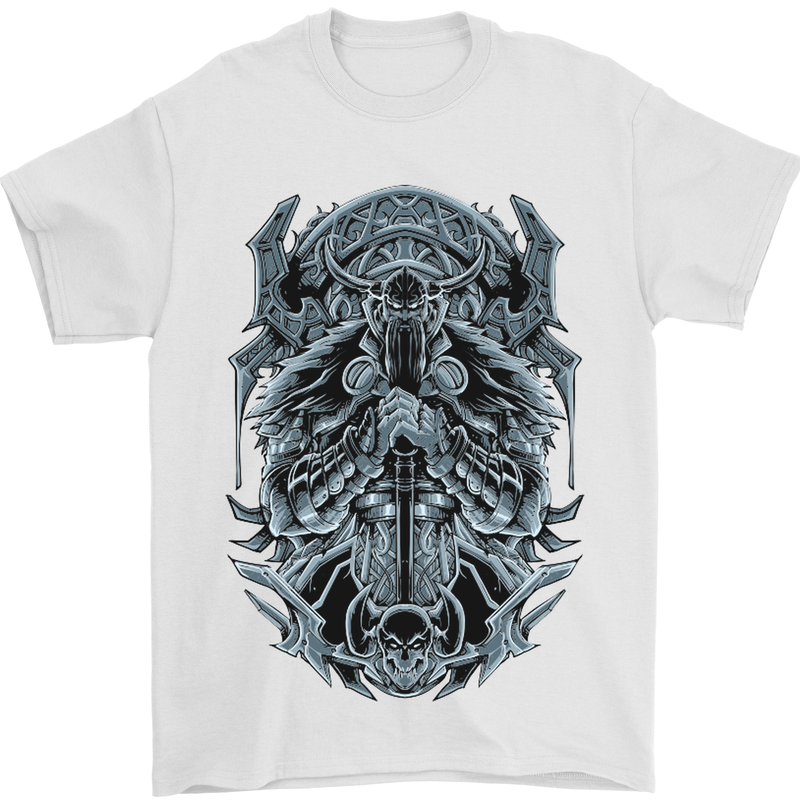 Viking God Odin Valhalla Norse Warrior Mens T-Shirt Cotton Gildan White