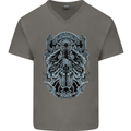Viking God Odin Valhalla Norse Warrior Mens V-Neck Cotton T-Shirt Charcoal