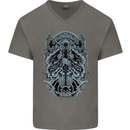 Viking God Odin Valhalla Norse Warrior Mens V-Neck Cotton T-Shirt Charcoal