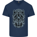 Viking God Odin Valhalla Norse Warrior Mens V-Neck Cotton T-Shirt Navy Blue