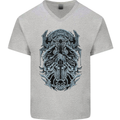 Viking God Odin Valhalla Norse Warrior Mens V-Neck Cotton T-Shirt Sports Grey