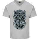 Viking God Odin Valhalla Norse Warrior Mens V-Neck Cotton T-Shirt Sports Grey