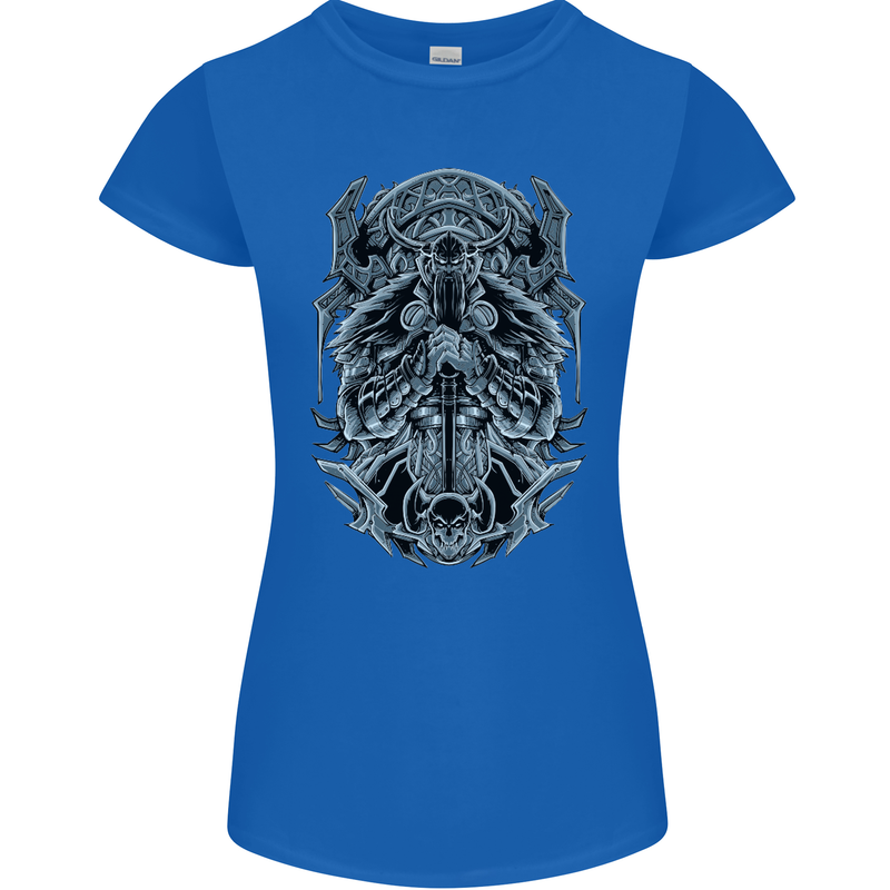 Viking God Odin Valhalla Norse Warrior Womens Petite Cut T-Shirt Royal Blue