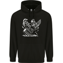 Viking Hammer and Raven Mens 80% Cotton Hoodie Black
