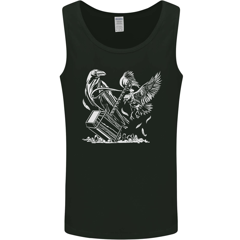 Viking Hammer and Raven Mens Vest Tank Top Black