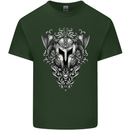 Viking Helmet Valhalla Gym Training Top Mens Cotton T-Shirt Tee Top Forest Green
