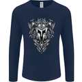 Viking Helmet Valhalla Gym Training Top Mens Long Sleeve T-Shirt Navy Blue