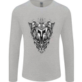 Viking Helmet Valhalla Gym Training Top Mens Long Sleeve T-Shirt Sports Grey