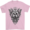 Viking Helmet Valhalla Gym Training Top Mens T-Shirt Cotton Gildan Light Pink
