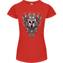 Viking Helmet Valhalla Gym Training Top Womens Petite Cut T-Shirt Red