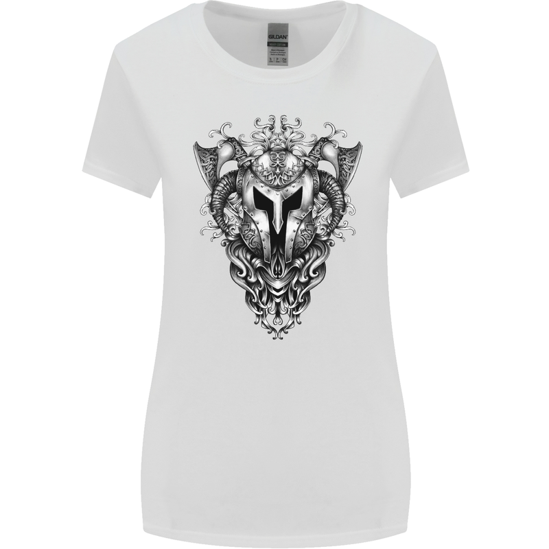 Viking Helmet Valhalla Gym Training Top Womens Wider Cut T-Shirt White