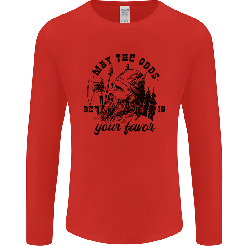 Viking May the Odds Be In Your Favour Mens Long Sleeve T-Shirt Red