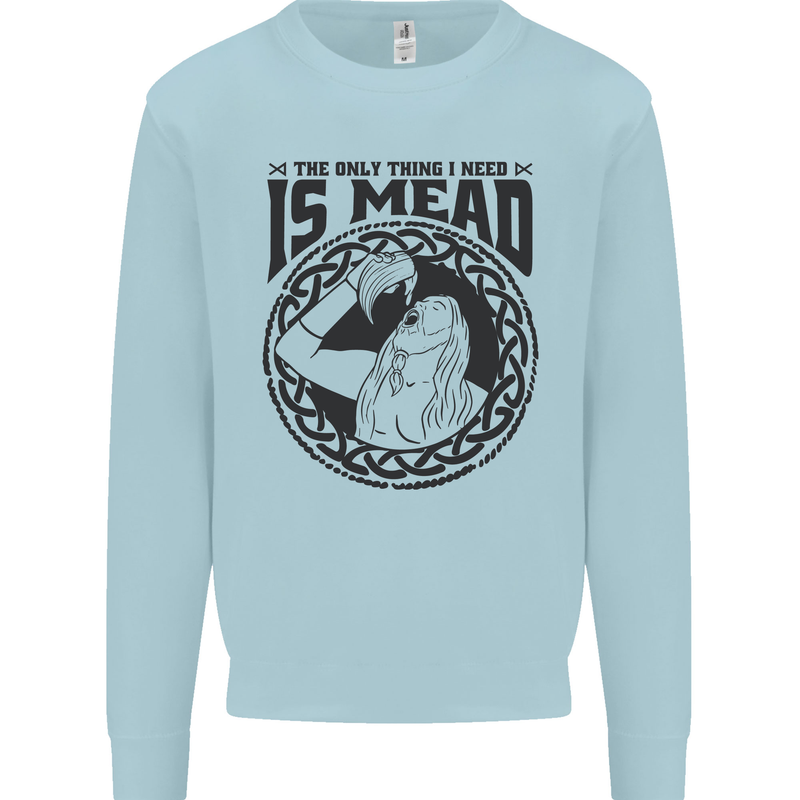 Viking Mead Funny Alcohol Beer Drunk Kids Sweatshirt Jumper Light Blue