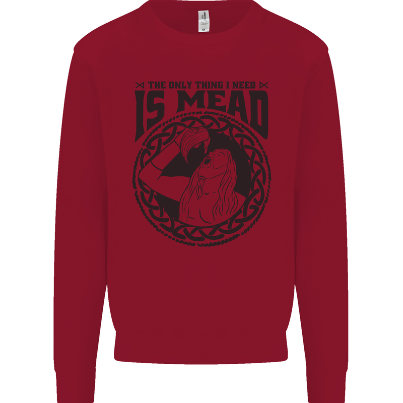 Viking Mead Funny Alcohol Beer Drunk Kids Sweatshirt Jumper Red