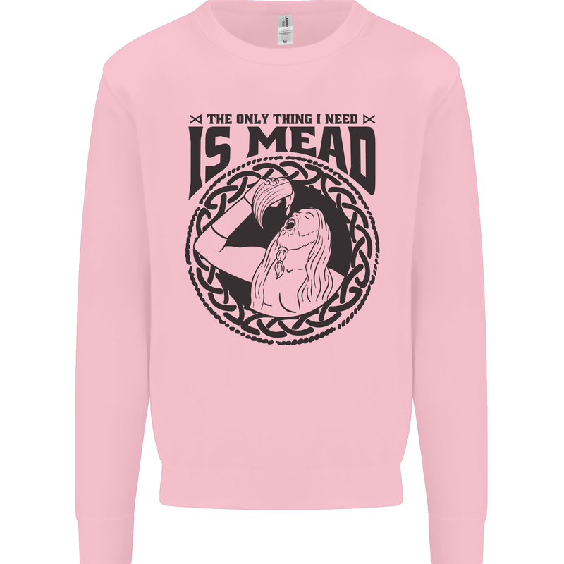 Viking Mead Funny Alcohol Beer Drunk Mens Sweatshirt Jumper Light Pink