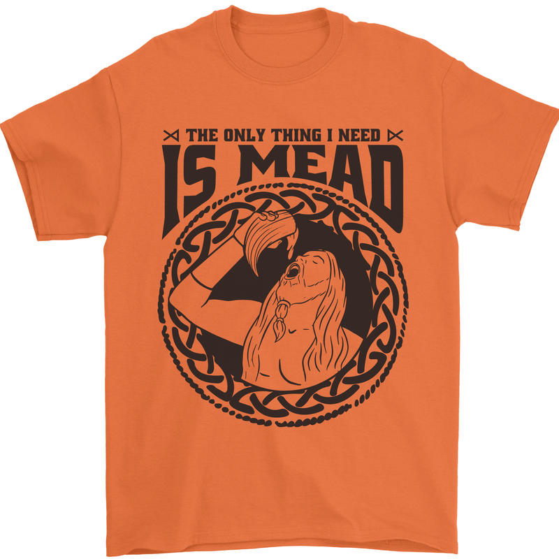 Viking Mead Funny Alcohol Beer Drunk Mens T-Shirt 100% Cotton Orange