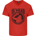 Viking Mead Funny Alcohol Beer Drunk Mens V-Neck Cotton T-Shirt Red