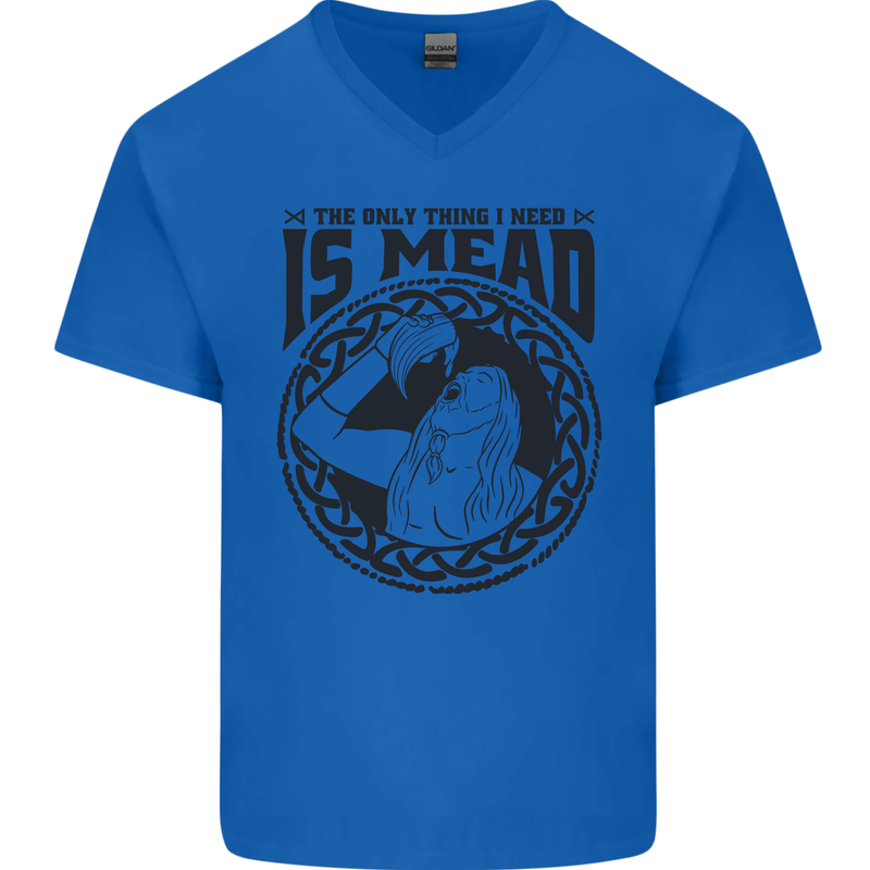 Viking Mead Funny Alcohol Beer Drunk Mens V-Neck Cotton T-Shirt Royal Blue